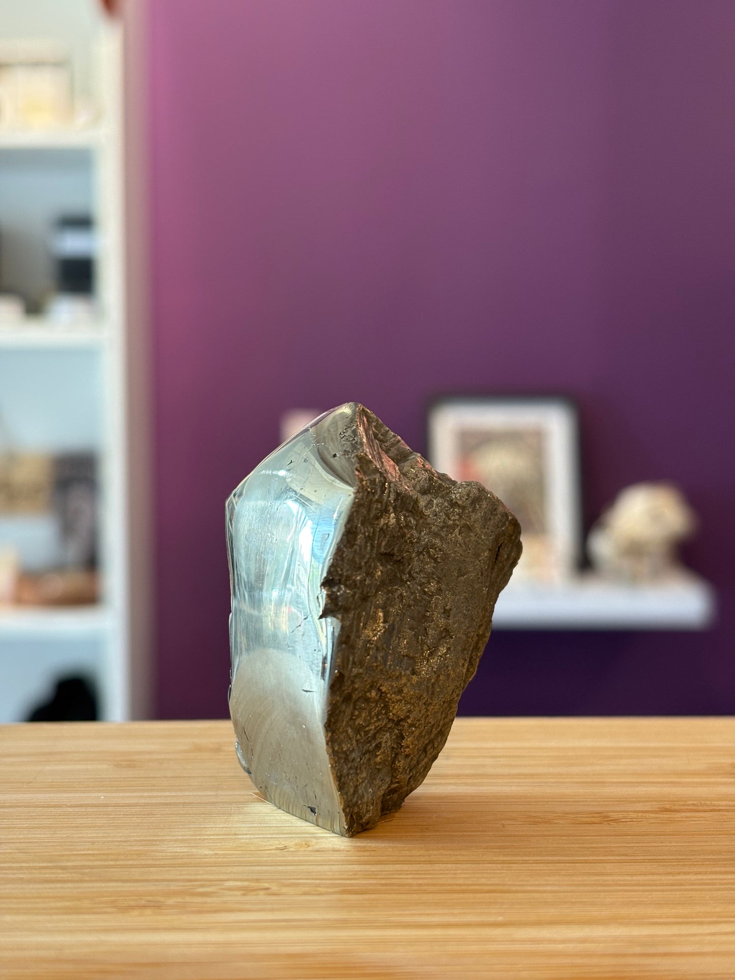 Pyrite Freeform - half polished, half raw