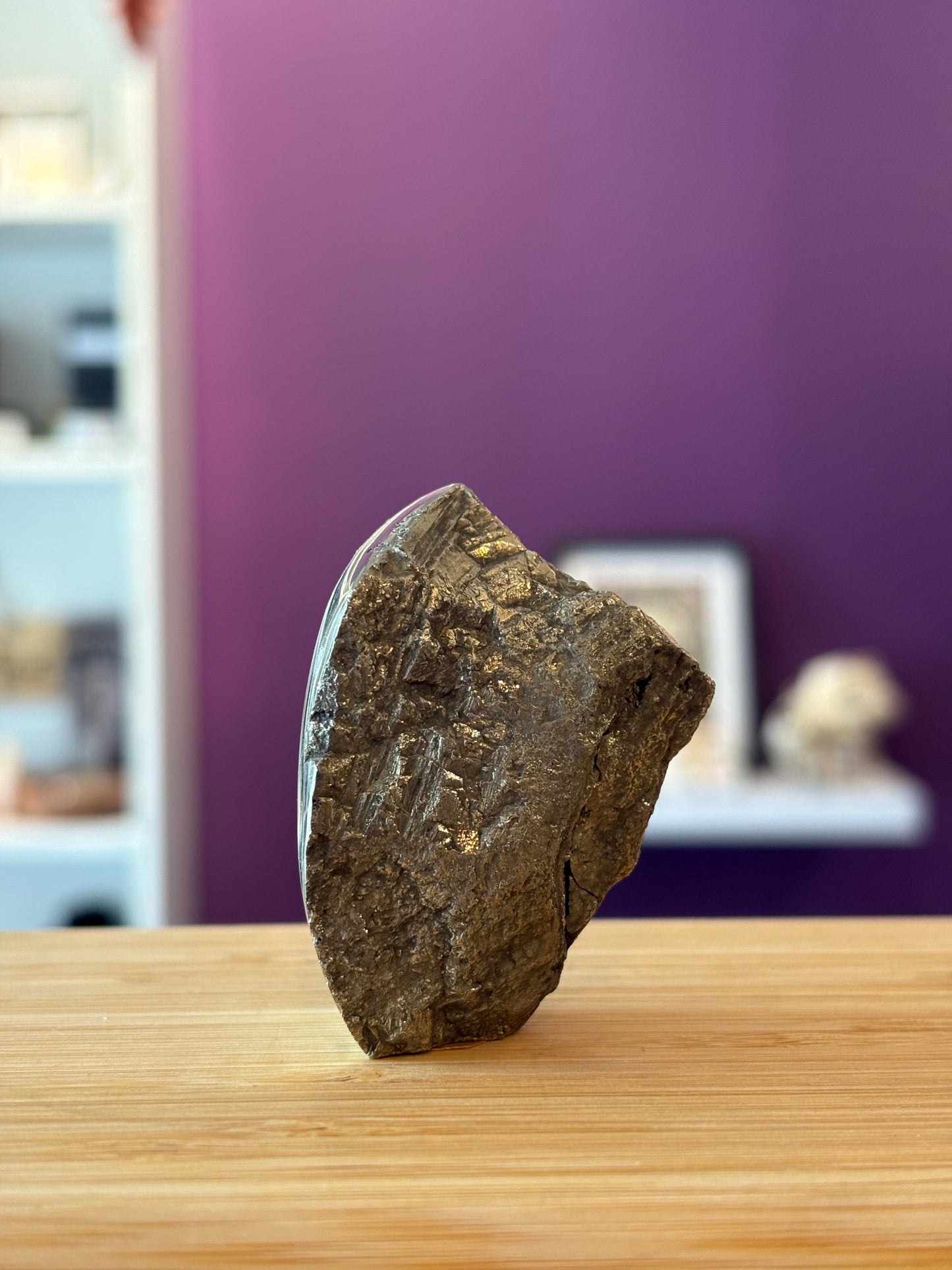 Pyrite Freeform - half polished, half raw