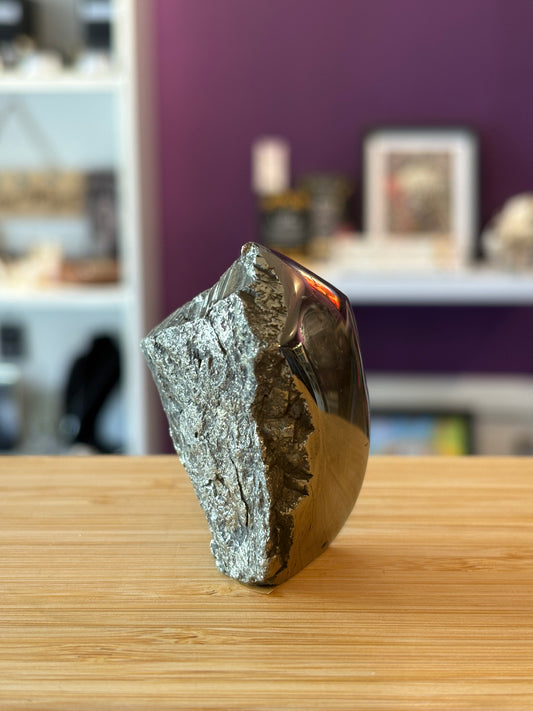 Pyrite Freeform - half polished, half raw