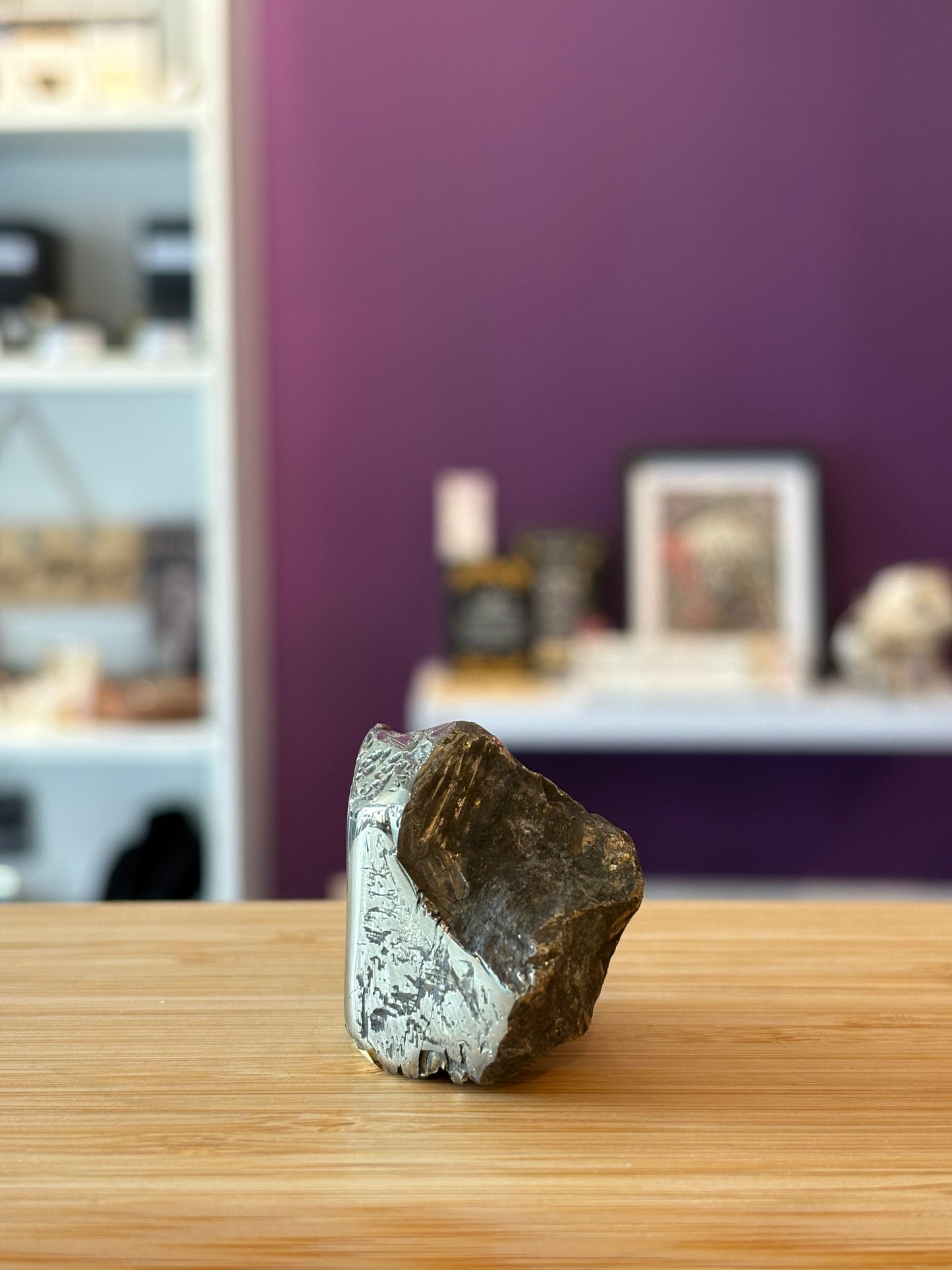 Pyrite Freeform - half polished, half raw
