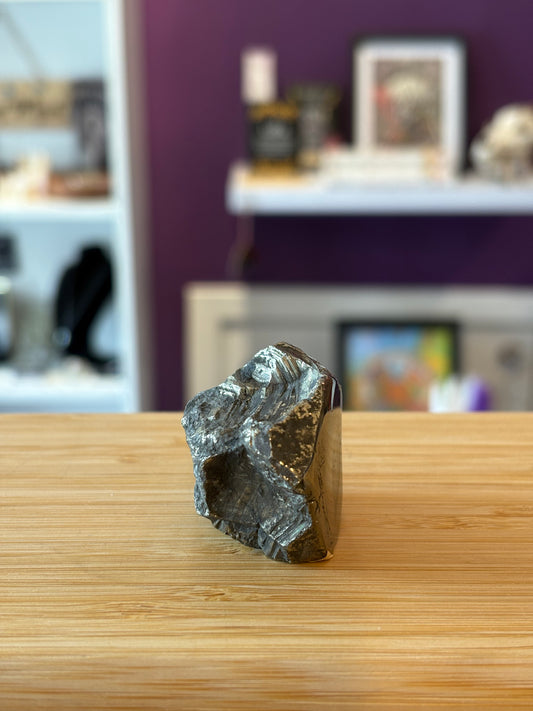 Pyrite Freeform - half polished, half raw