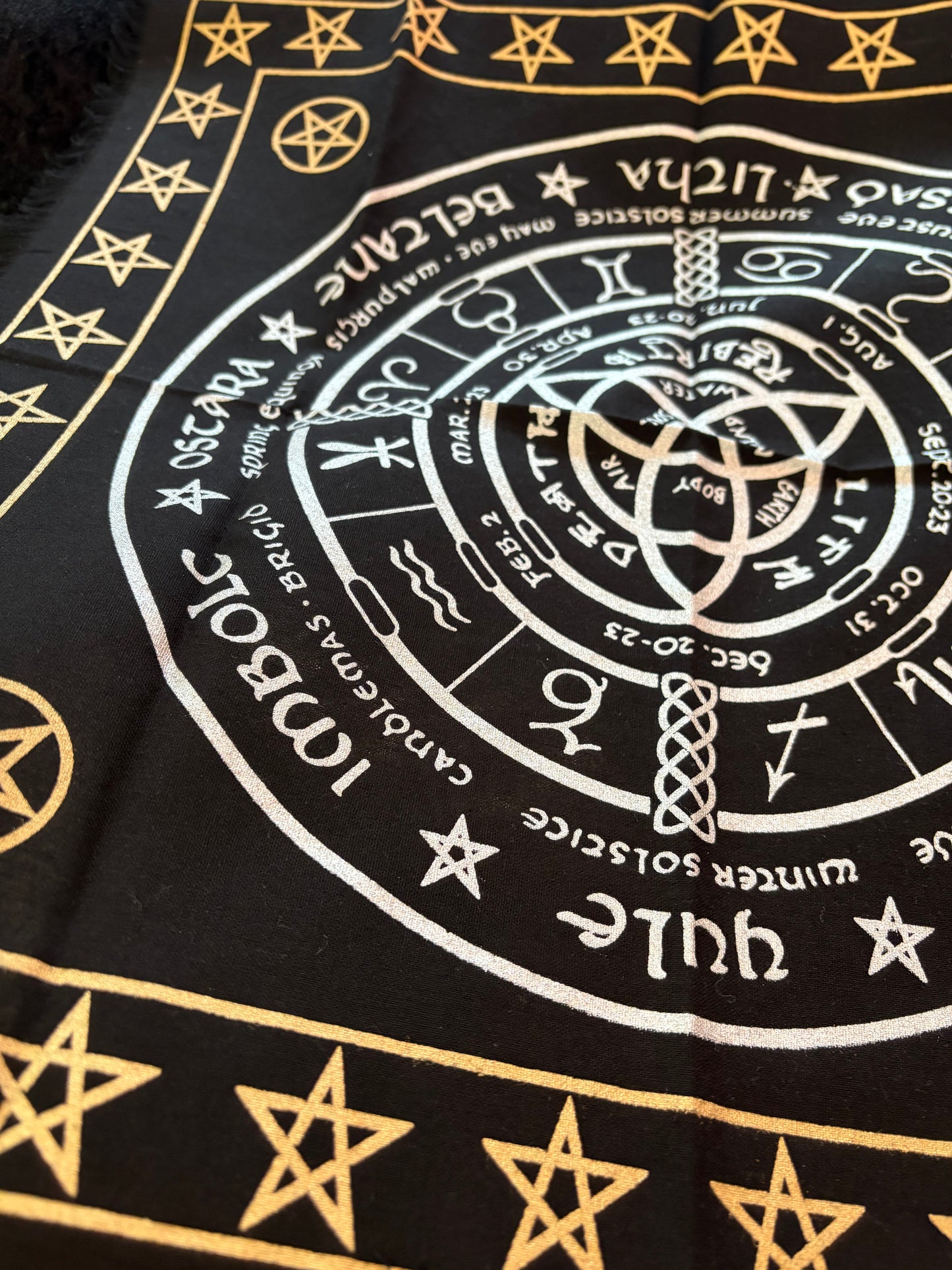 Wheel of the Year Altar Cloth (Fringed) (50x50cm)