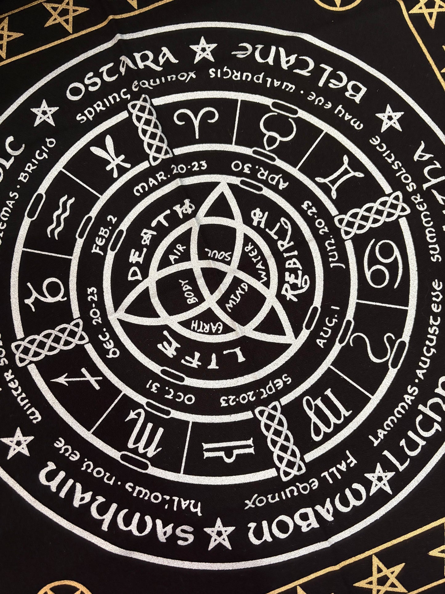 Wheel of the Year Altar Cloth (Fringed) (50x50cm)