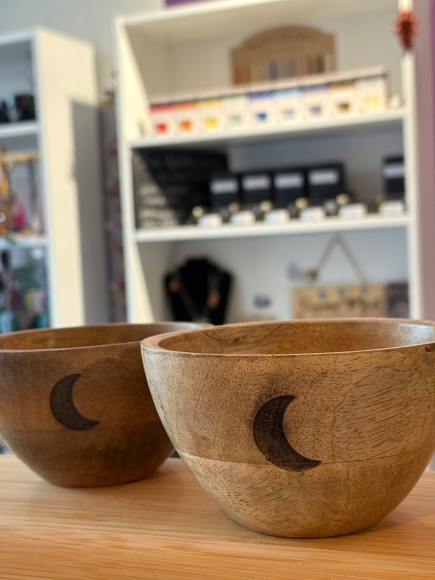 Offerings Bowl (Wooden) - Crescent Moon