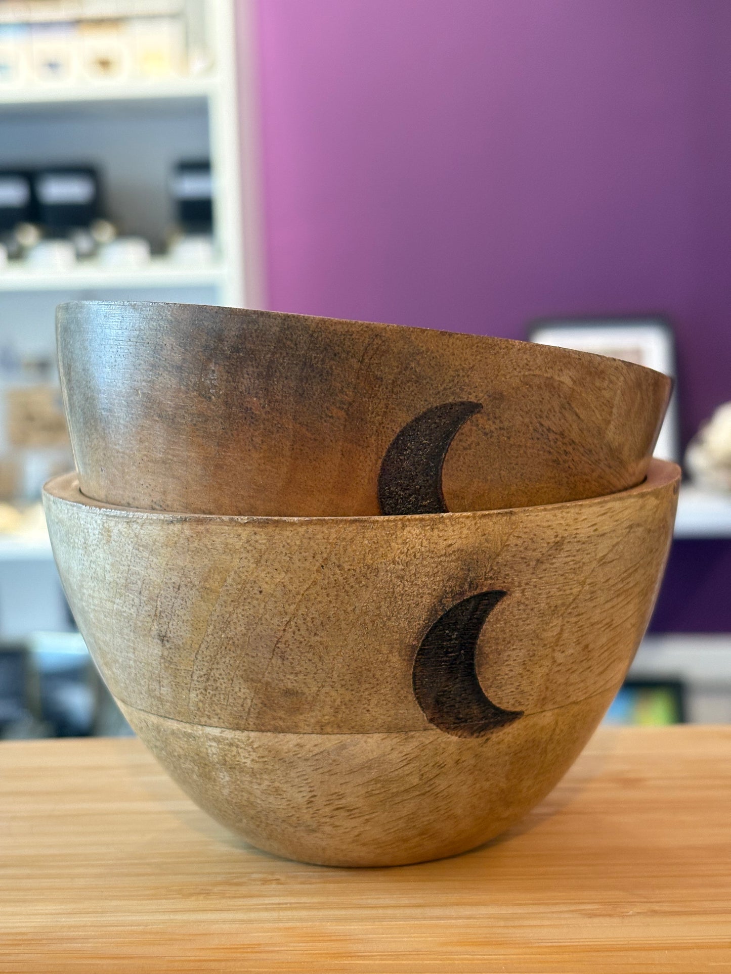 Offerings Bowl (Wooden) - Crescent Moon