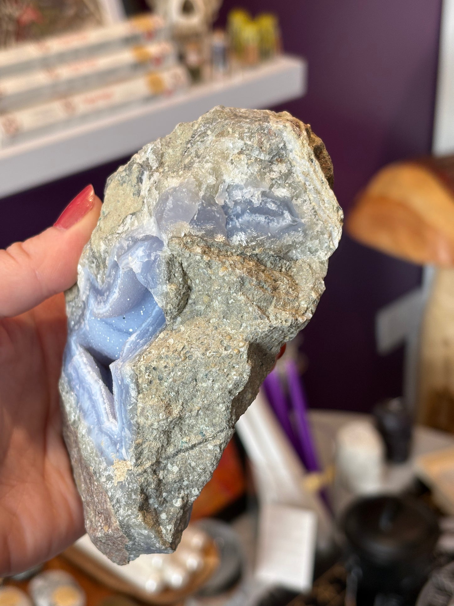 Blue Lace Agate Druzy Geod
