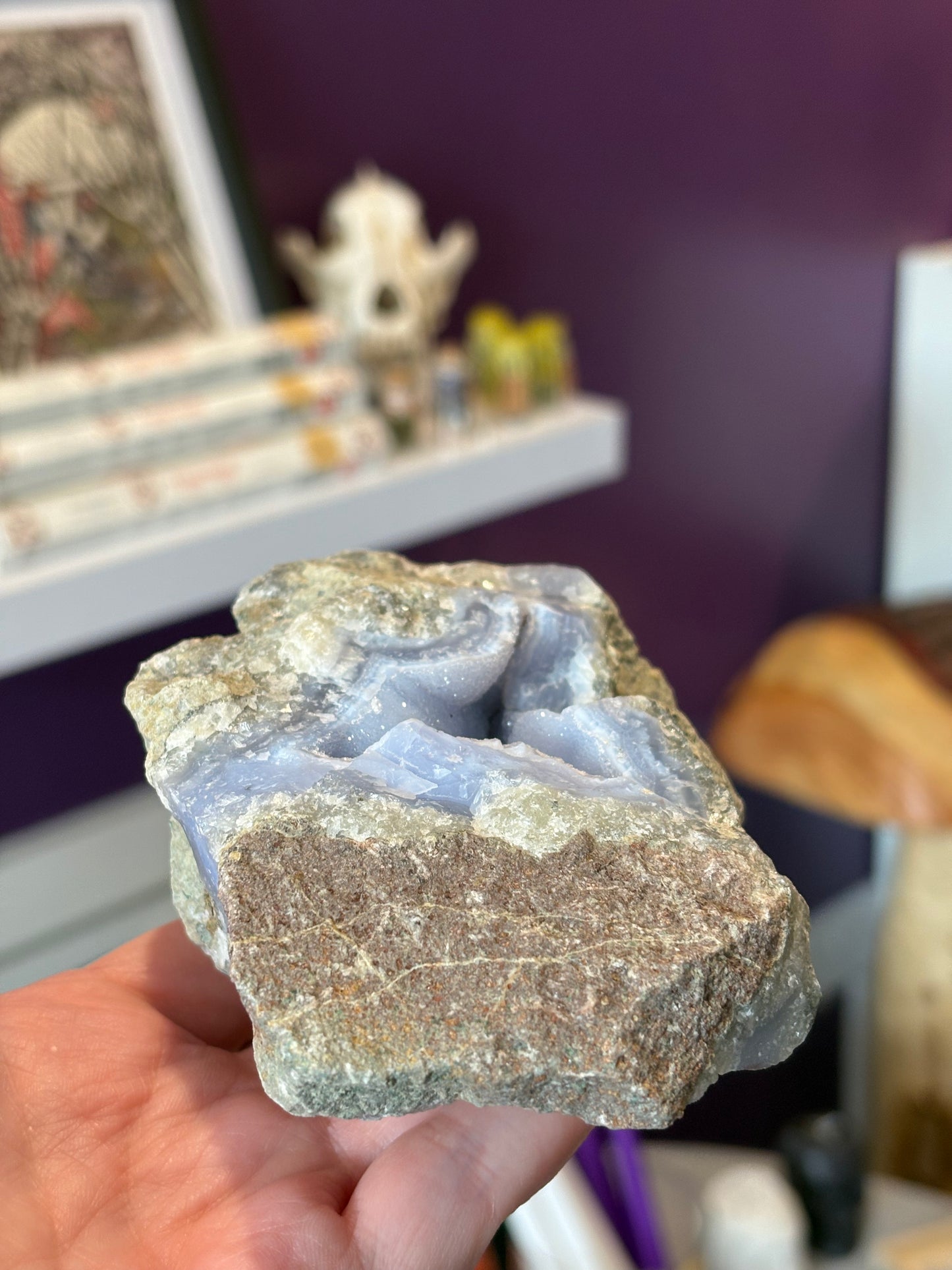 Blue Lace Agate Druzy Geod