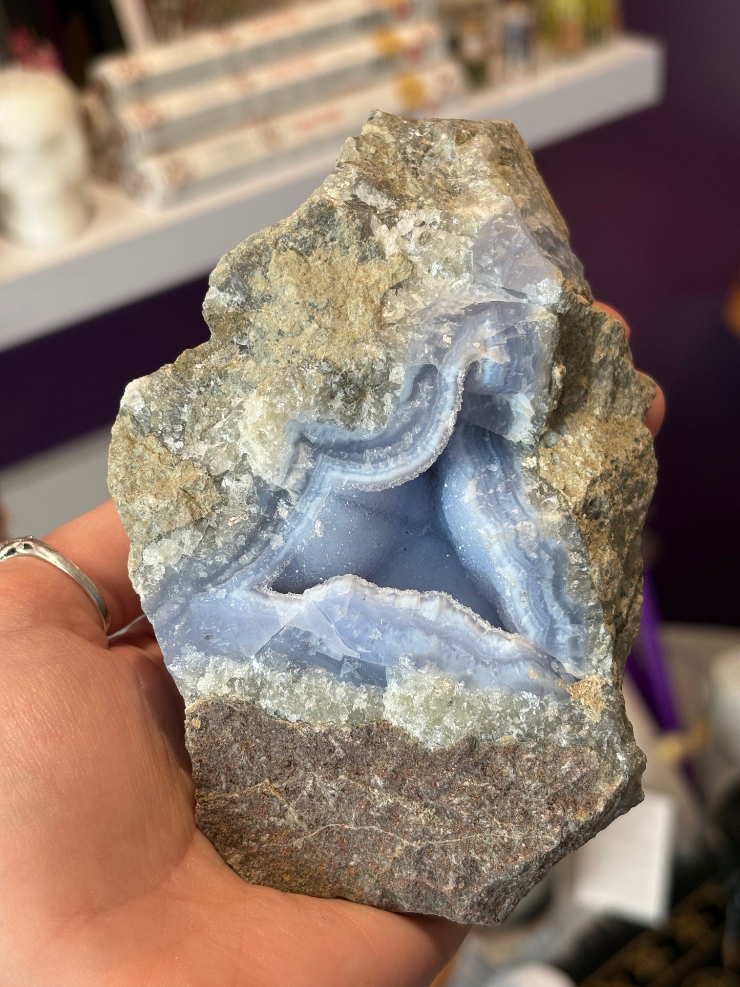 Blue Lace Agate Druzy Geod