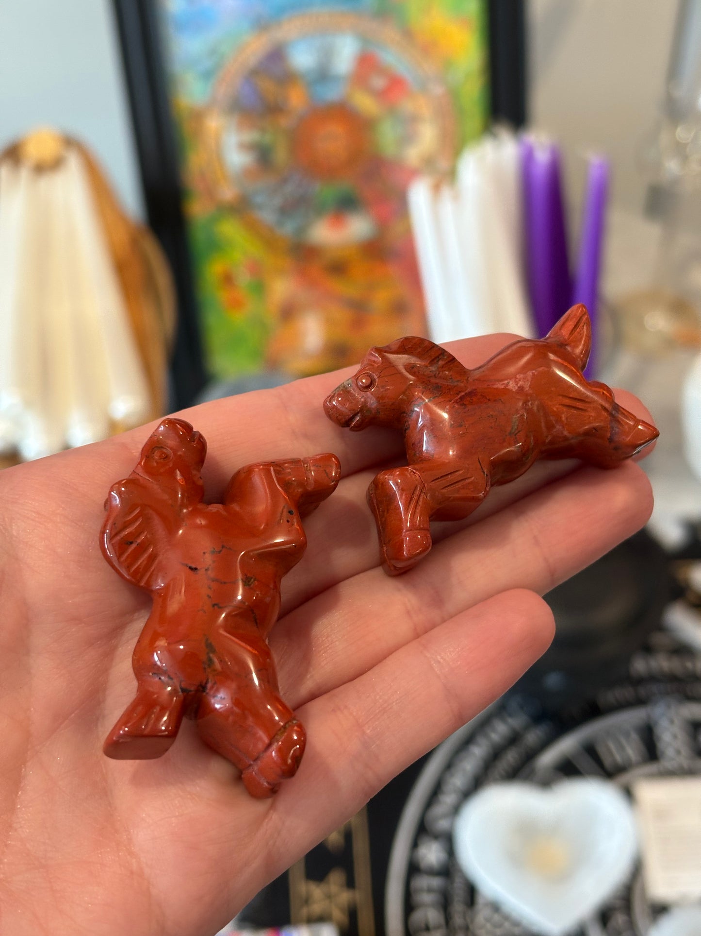 Red Jasper Horse Carving