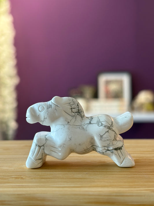 White Howlite Horse Carving