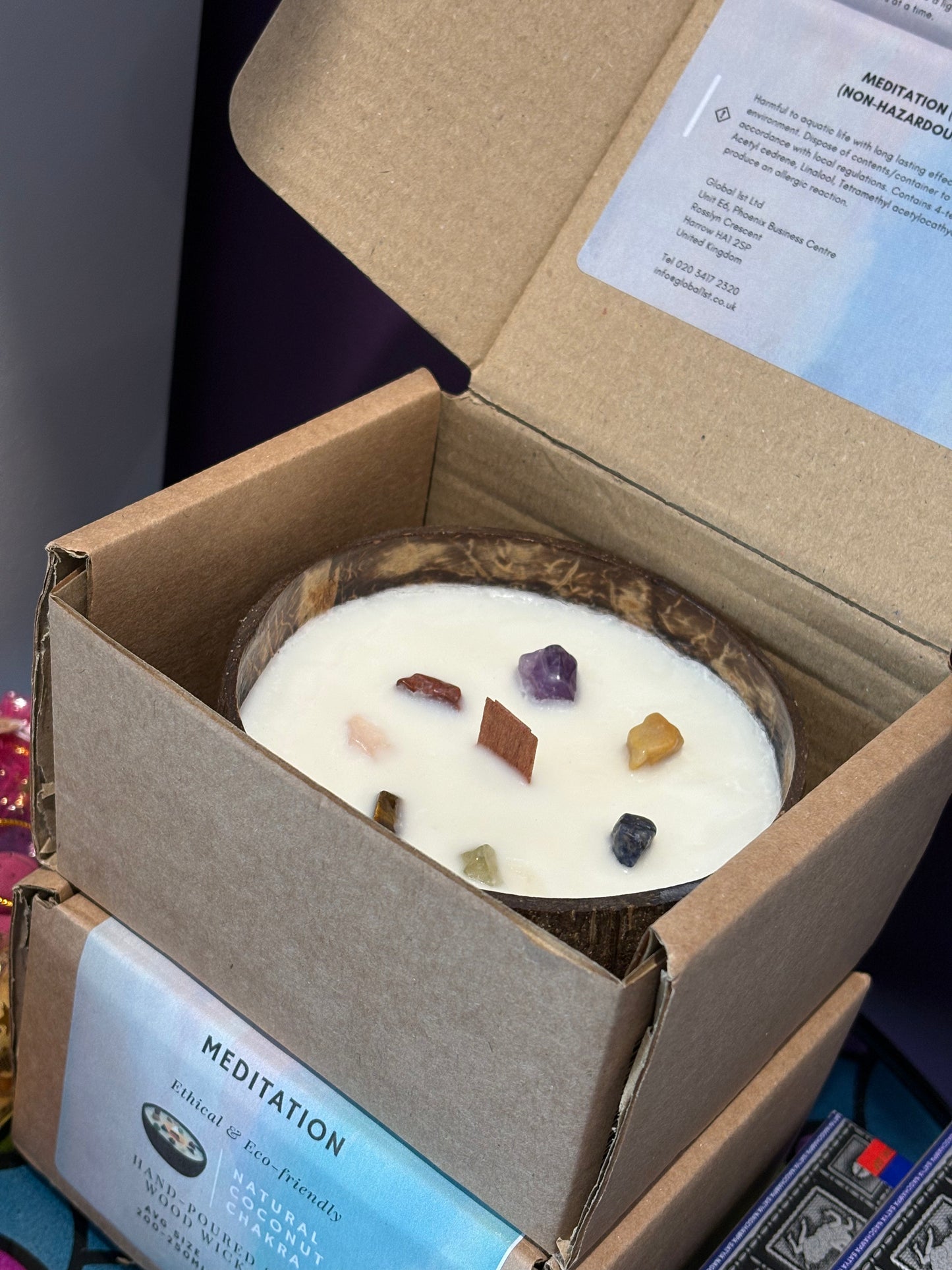 Natural Coconut Shell Chakra Candle