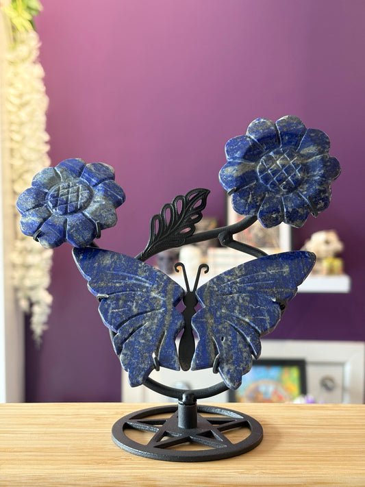 Lapis Lazuli Butterfly Set (with Stand)