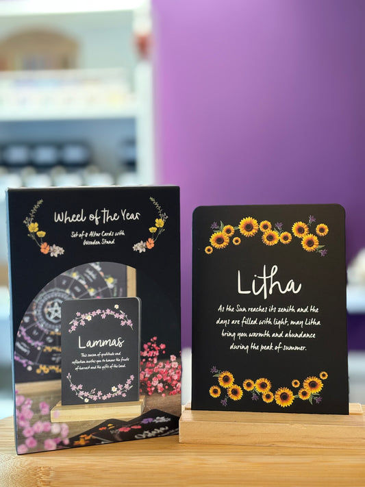 Wheel of the Year Altar Cards (with Wooden Stand)