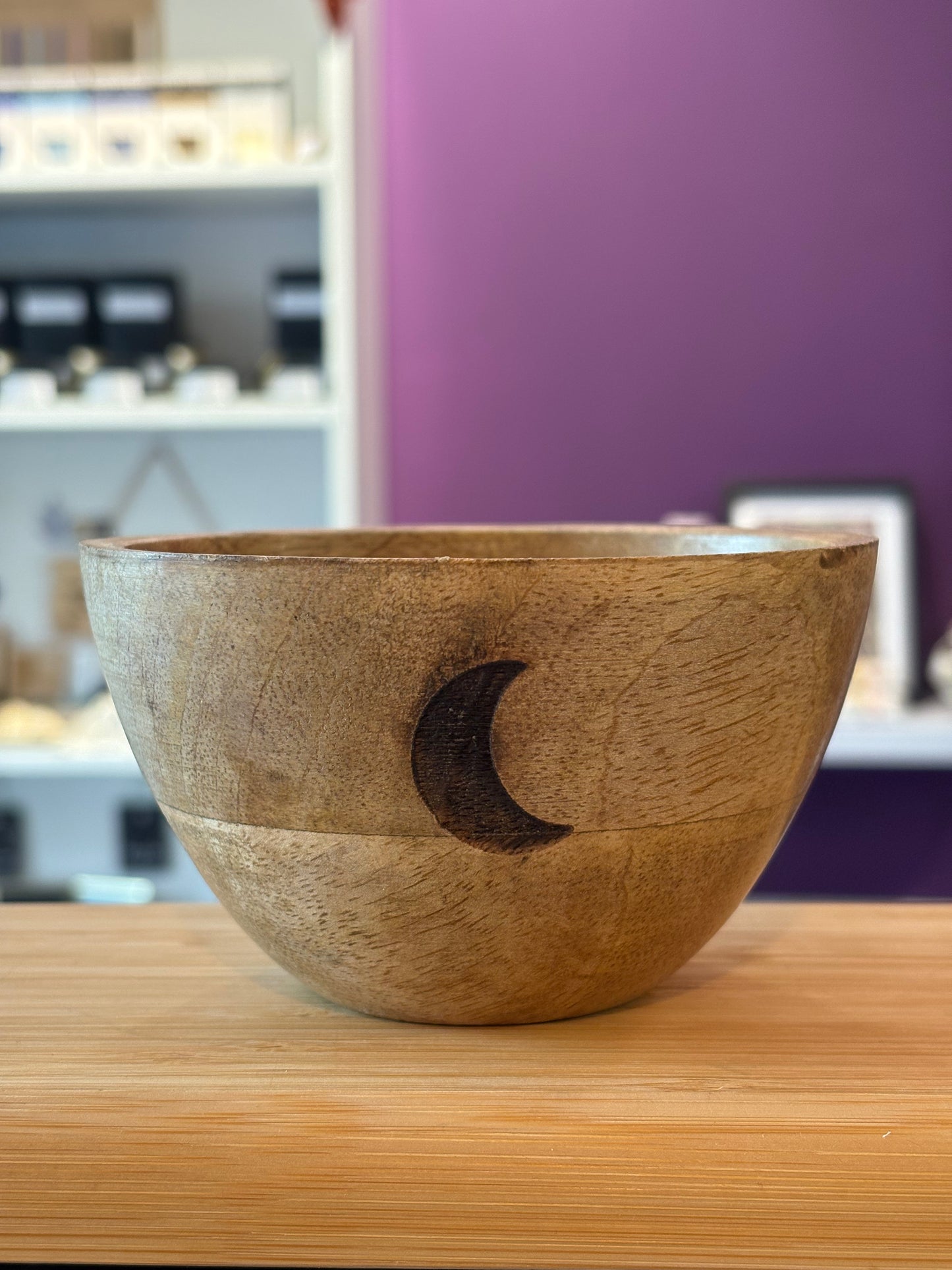 Offerings Bowl (Wooden) - Crescent Moon