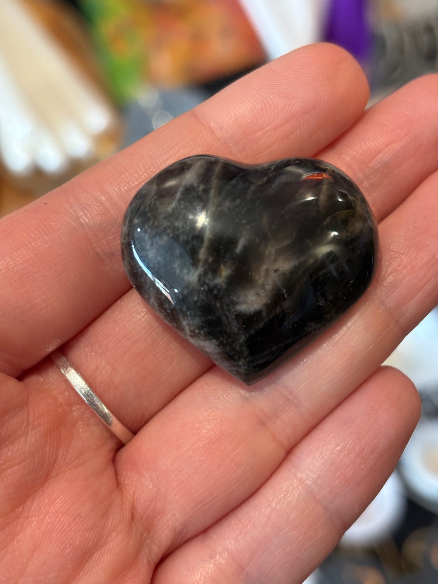 Black Moonstone Heart