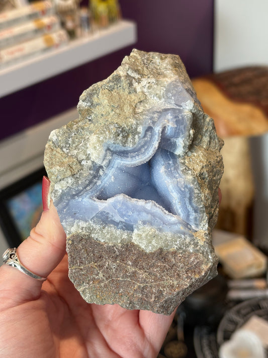 Blue Lace Agate Druzy Geod