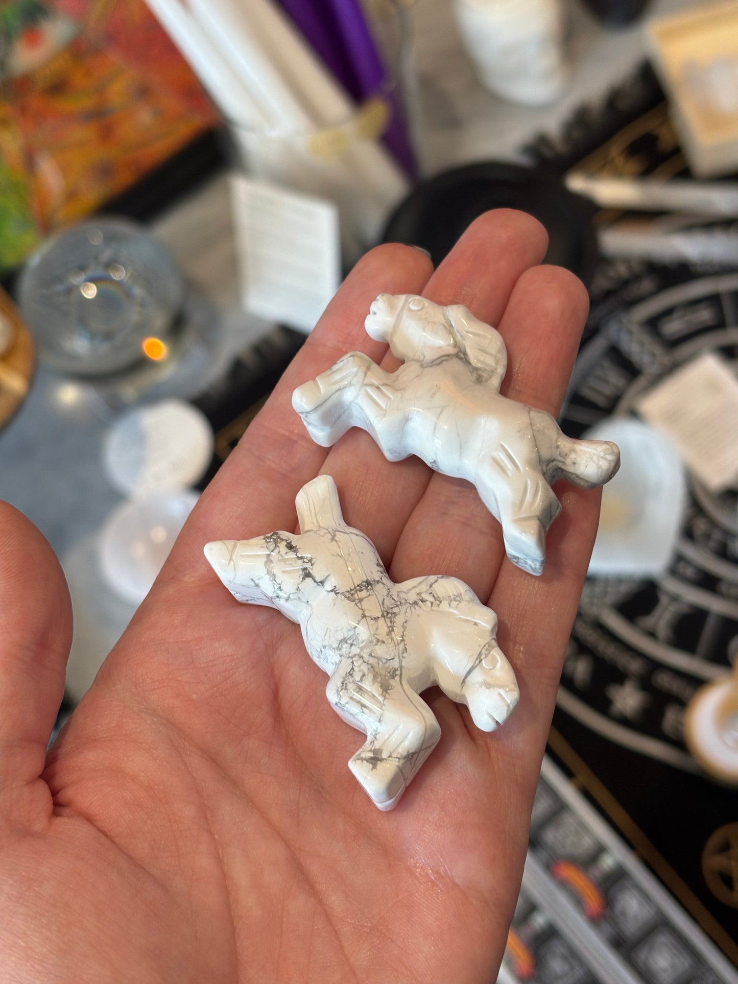 White Howlite Horse Carving