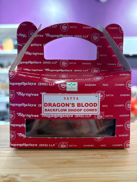 Satya Dragon’s Blood Backflow Dhoop Cones - Box of x24 Cones