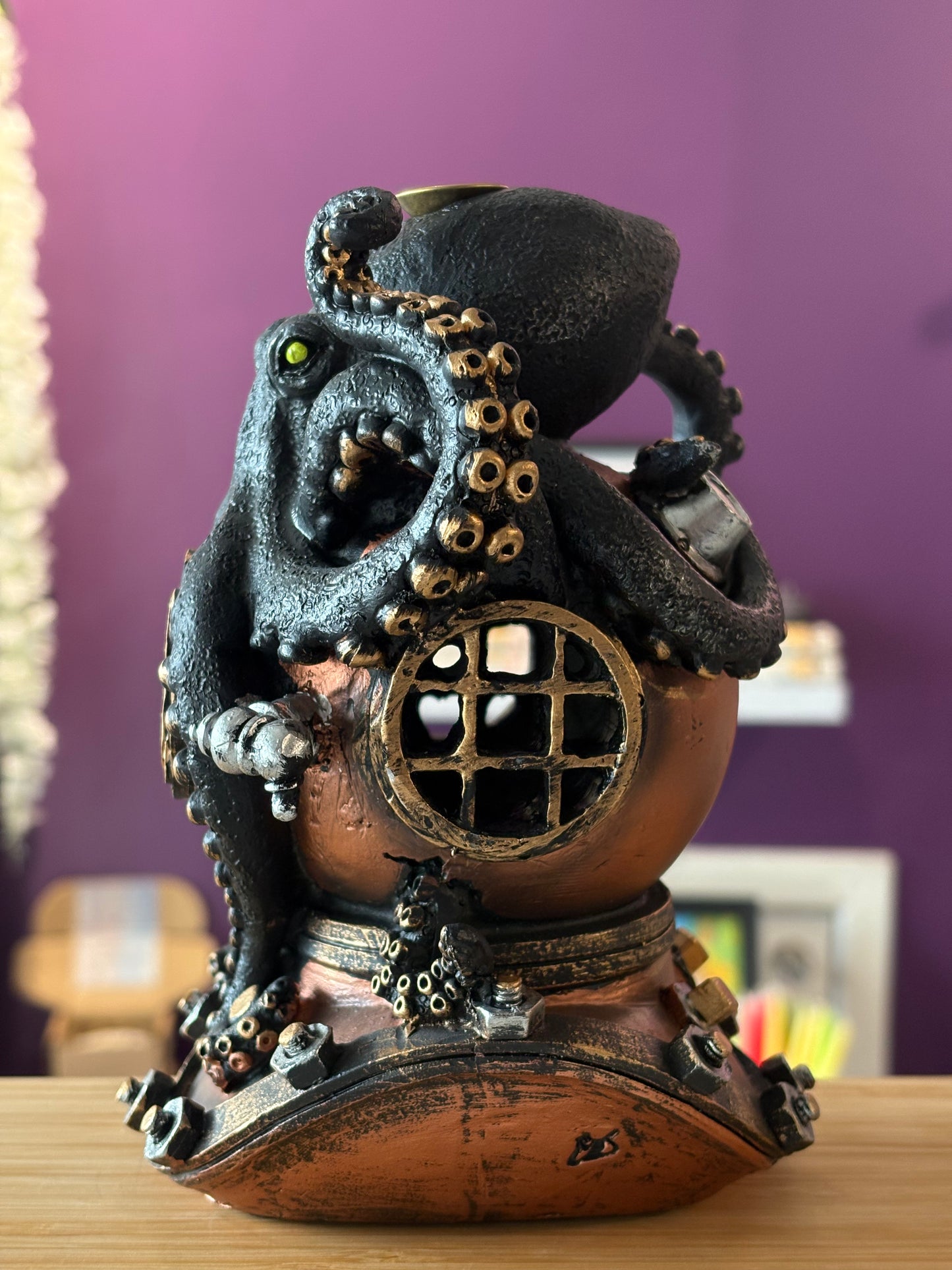 Gothic Octopus on Diver’s Helmet Backflow Burner