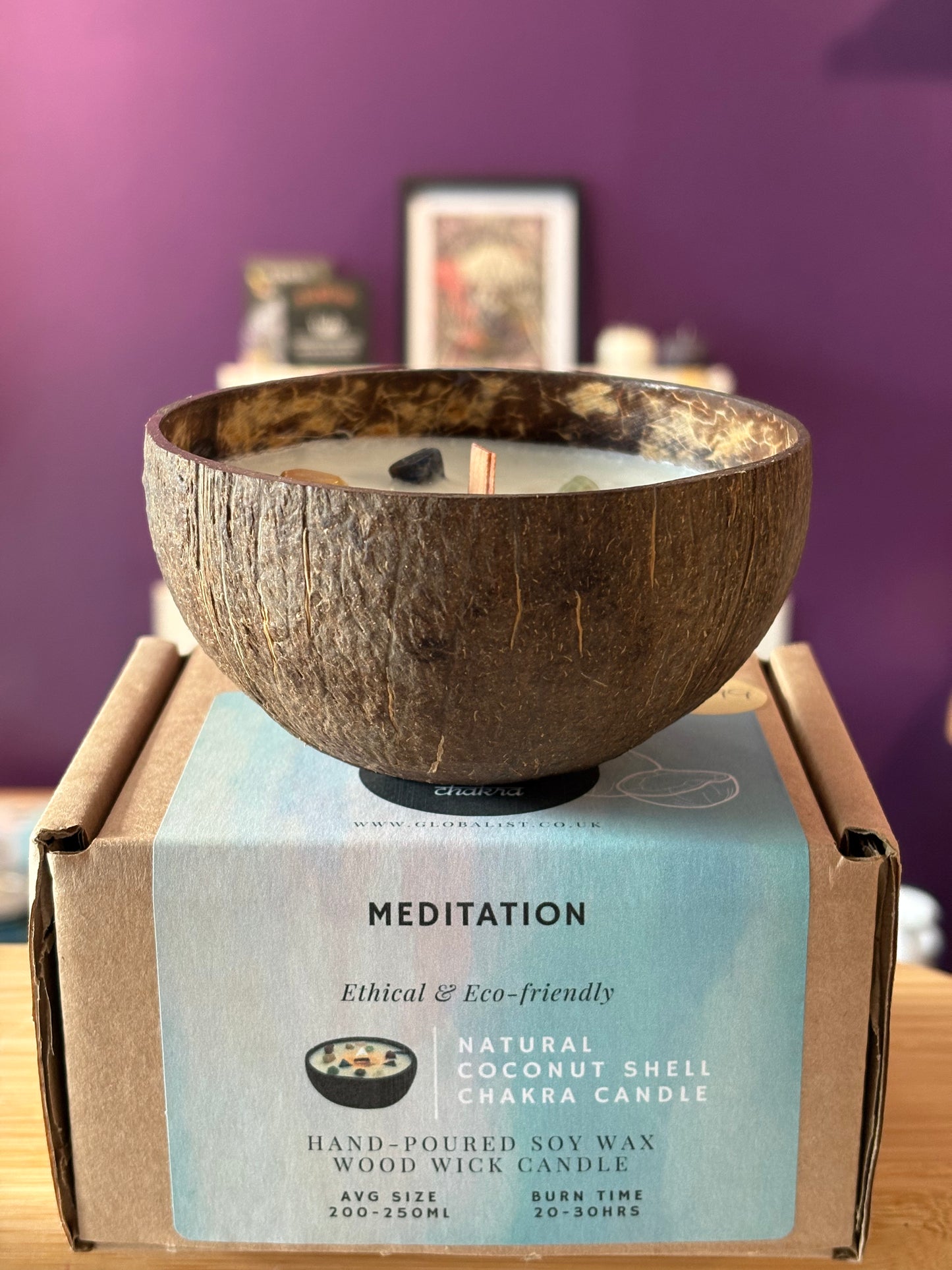 Natural Coconut Shell Chakra Candle
