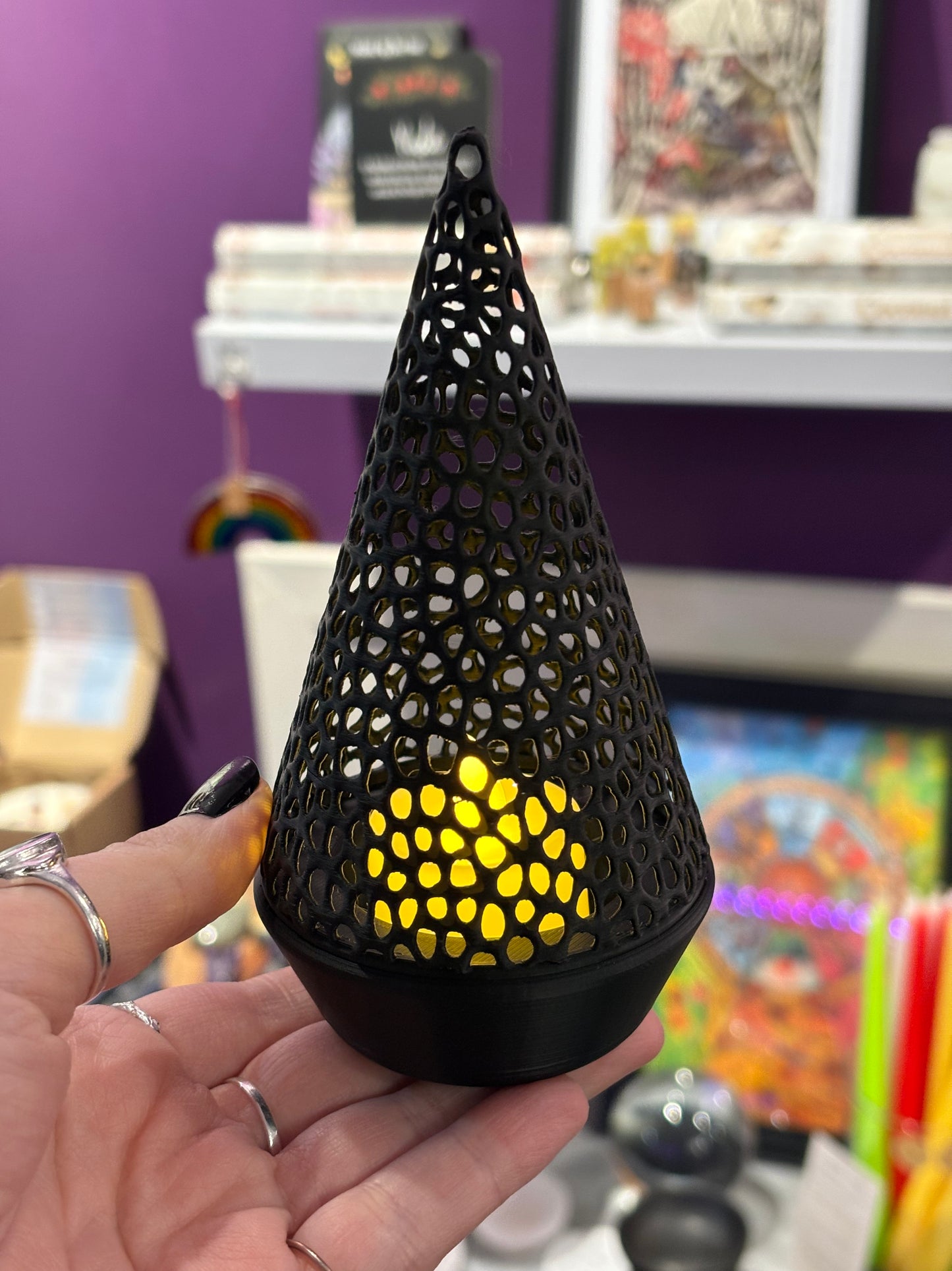 Christmas Tree Electric Tea Light Holder - Black