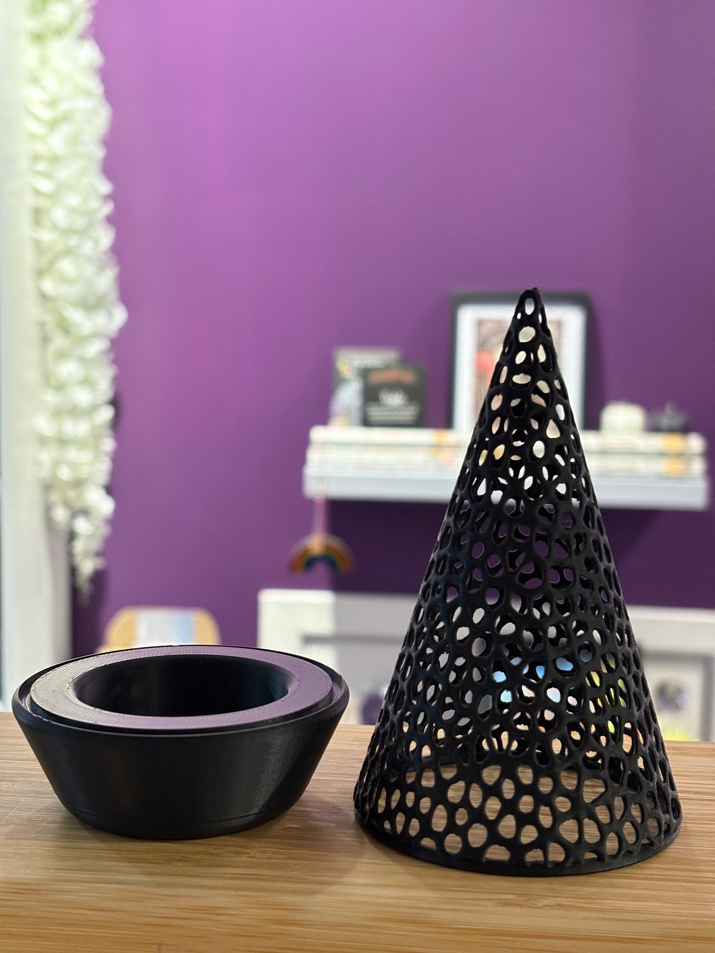 Christmas Tree Electric Tea Light Holder - Black