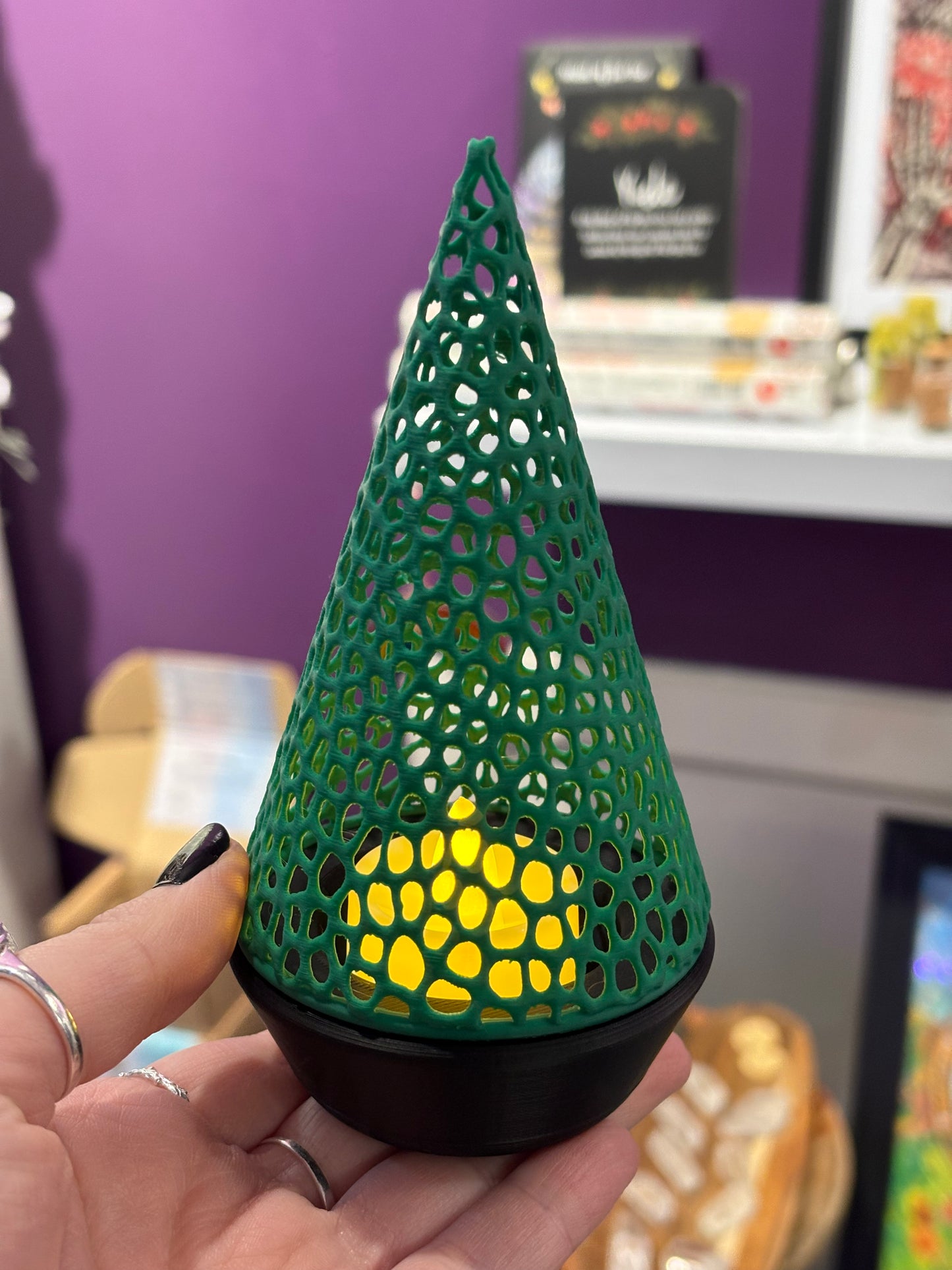 Christmas Tree Electric Tea Light Holder - Green