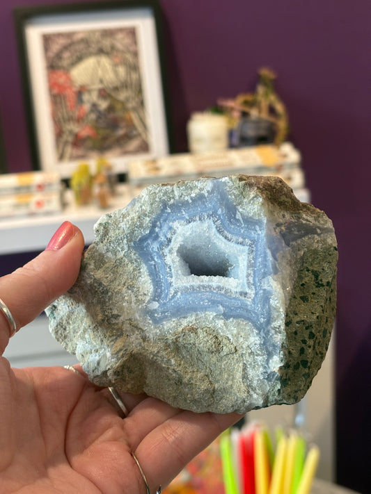 Blue Lace Agate Druzy Geod